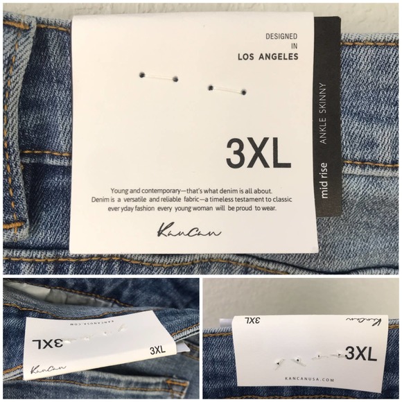 NWT KanCan Lori Mid Rise Ankle Distressed Raw Hem Skinny Jeans Plus Size 3XL/20W - Picture 13 of 15